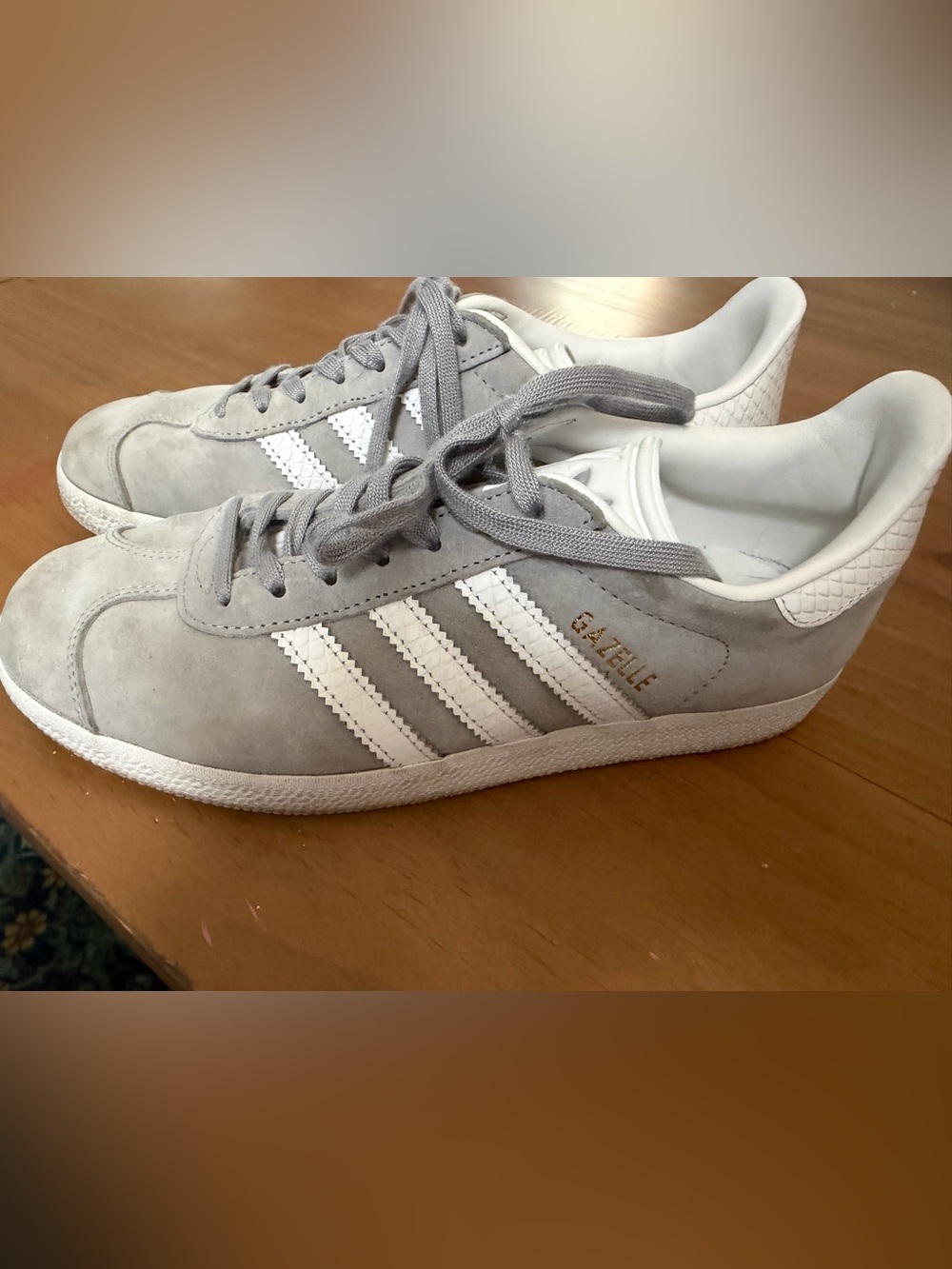 Adidas Gazelles- Grey and White. Size 6